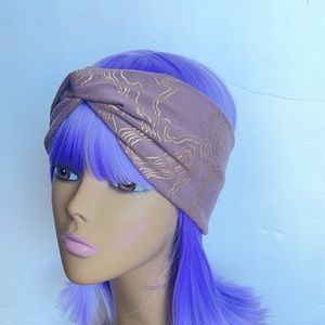 Mauve & metallic Gold Turban Headband, Headwraps